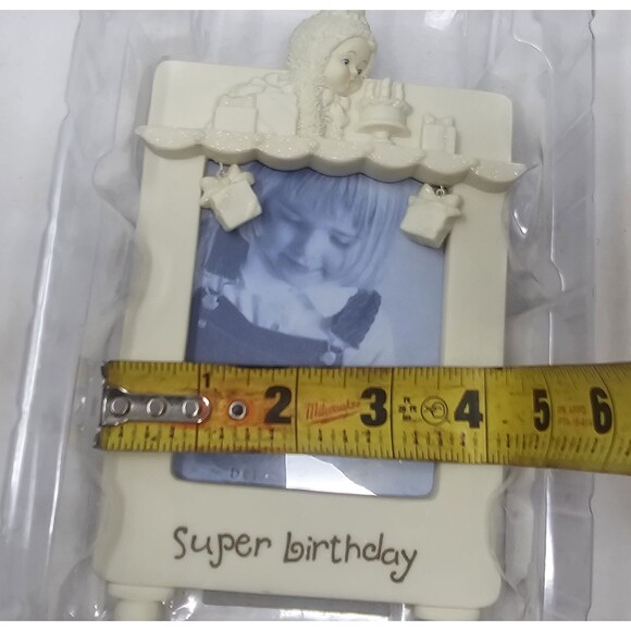 Vintage Department 56 Porcelain Snowbabies 4x6 Picture Frame Super Birthday 7" - Picture 8 of 10